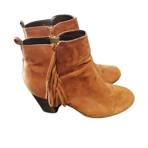 Faux Suede Tan casual boots with fringe ankles
